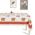 Premium Thick Textured Cotton Table Cover - White Mughal Print