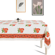Premium Thick Textured Cotton Table Cover - White Mughal Print