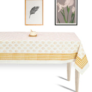 Premium Thick Textured Cotton Table Cover - White Bloom