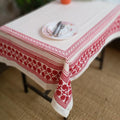 Premium Thick Textured Cotton Table Cover - White Royal Pattern