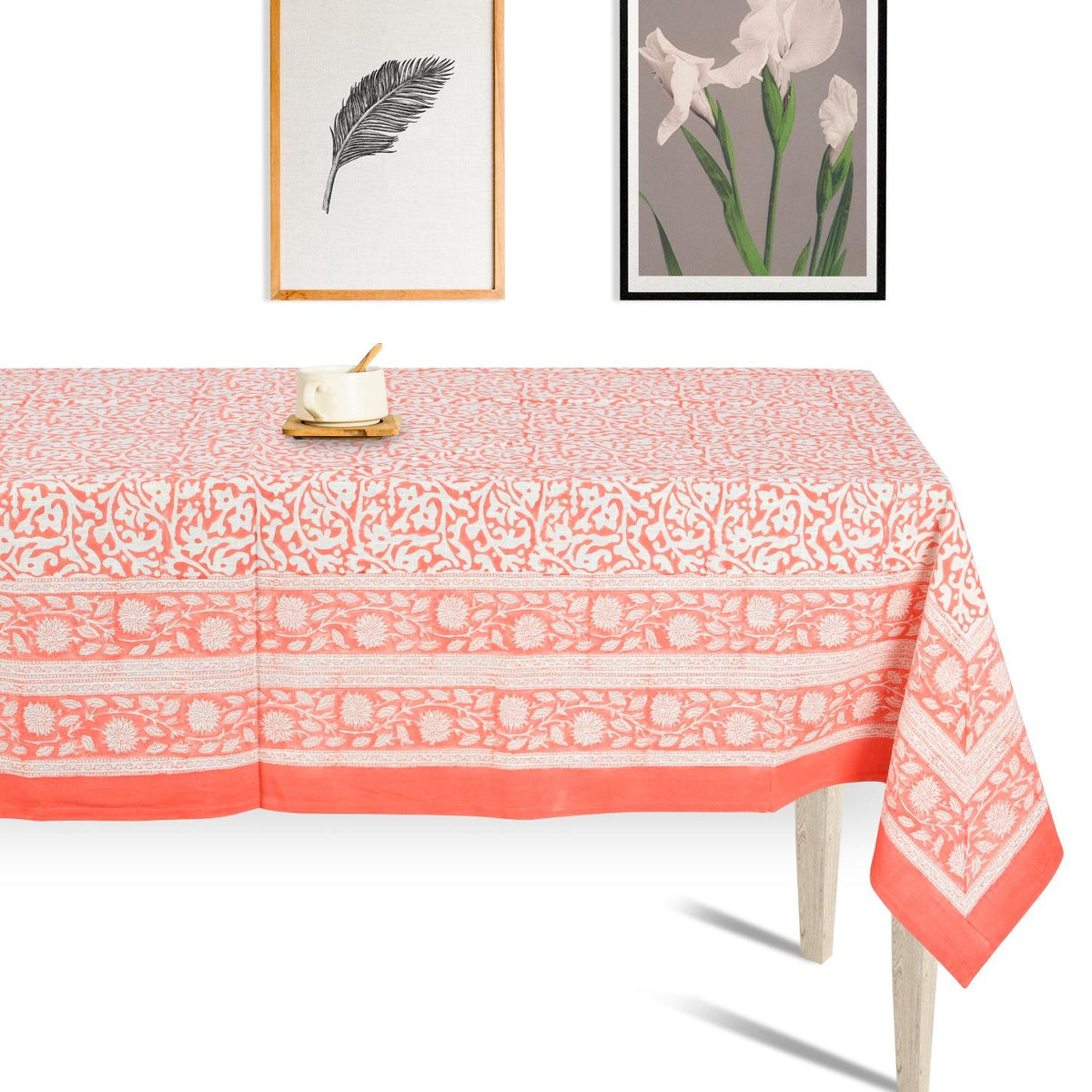 Premium Thick Textured Cotton Table Cover - White Heritage