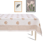 Premium Thick Textured Cotton Table Cover - White Vintage Print