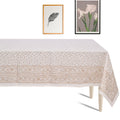 Premium Thick Textured Cotton Table Cover - White Leaf Print