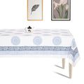 Premium Thick Textured Cotton Table Cover - White Ethnic Print