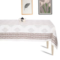 Premium Thick Textured Cotton Table Cover - White Garden Bloom