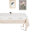 Premium Thick Textured Cotton Table Cover - White Hand Block Print