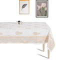 Premium Thick Textured Cotton Table Cover - White Decorative Print