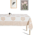 Premium Thick Textured Cotton Table Cover - White Floral Vine