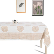 Premium Thick Textured Cotton Table Cover - White Floral Vine
