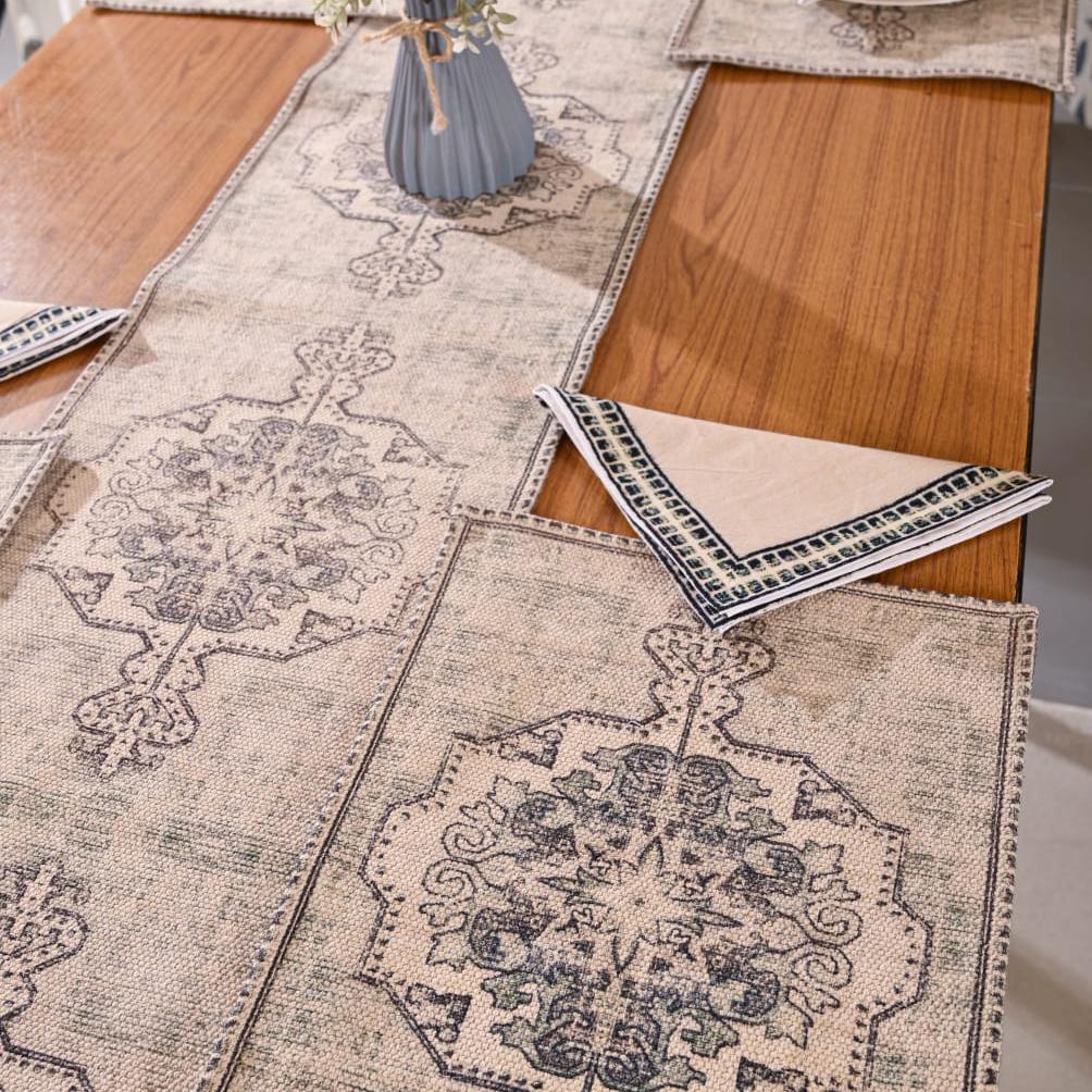 Dining Table Linen Set - Aqua Bloom