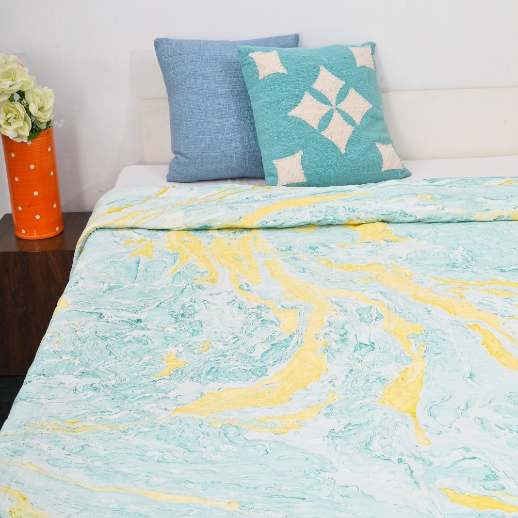 Premium Double Bed Quilt - Ivory Floral
