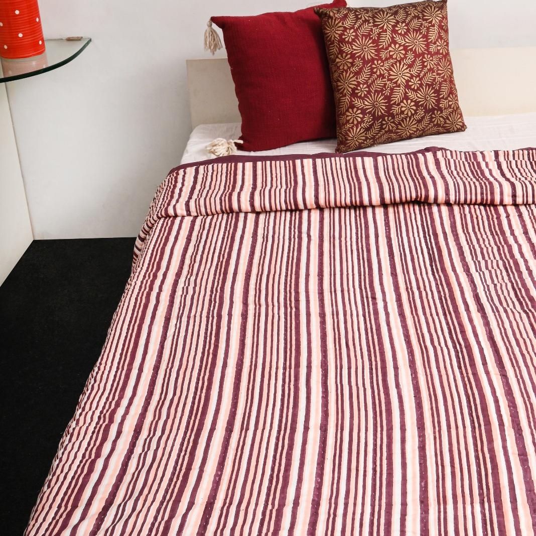 Premium Double Bed Quilt - White Blossom
