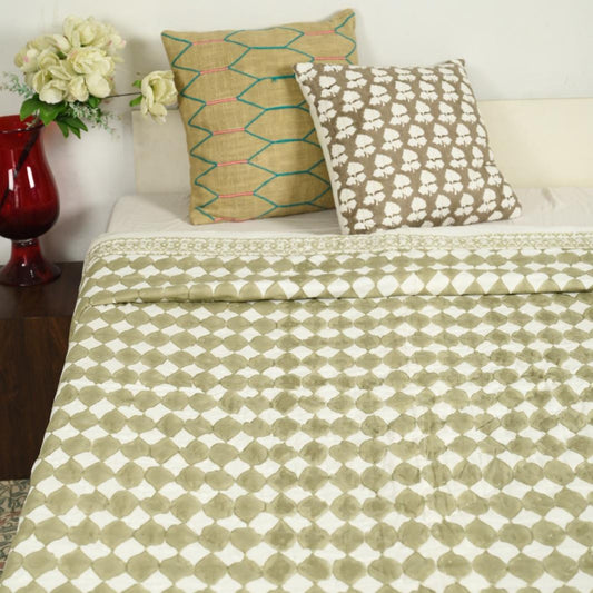 Premium Double Bed Quilt - Blue Floral