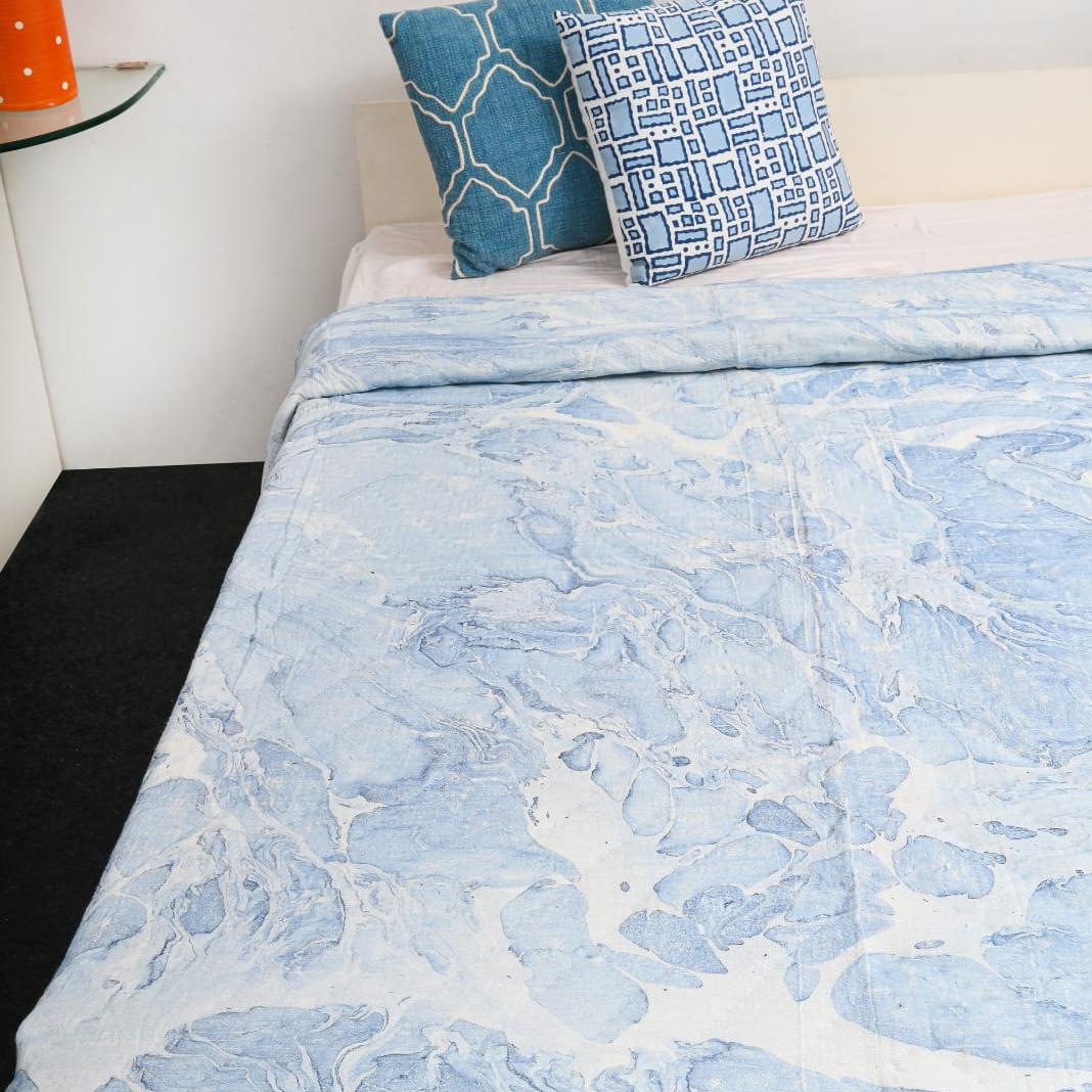 Premium Block Printed Dohar - Ivory Blossom
