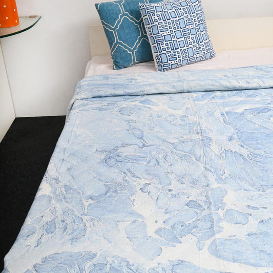 Premium Block Printed Dohar - Ivory Blossom