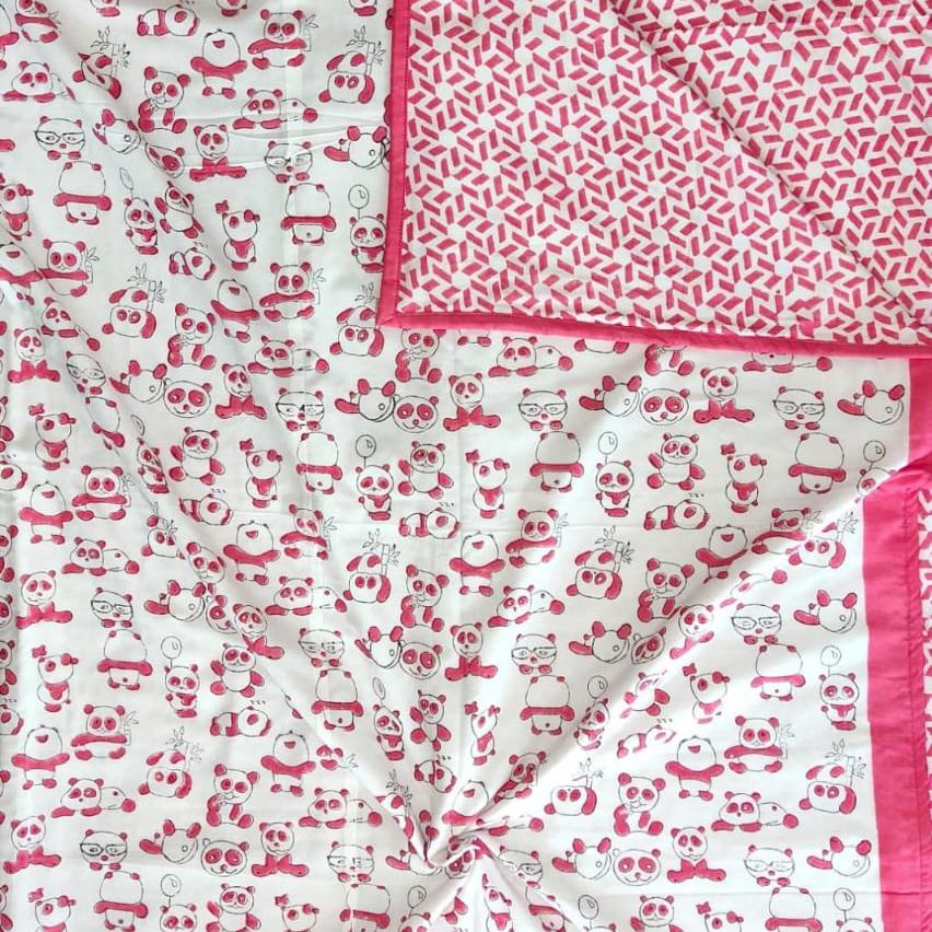 Premium Block Printed Dohar - Blush Pink Floral