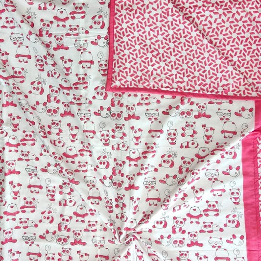 Premium Block Printed Dohar - Blush Pink Floral