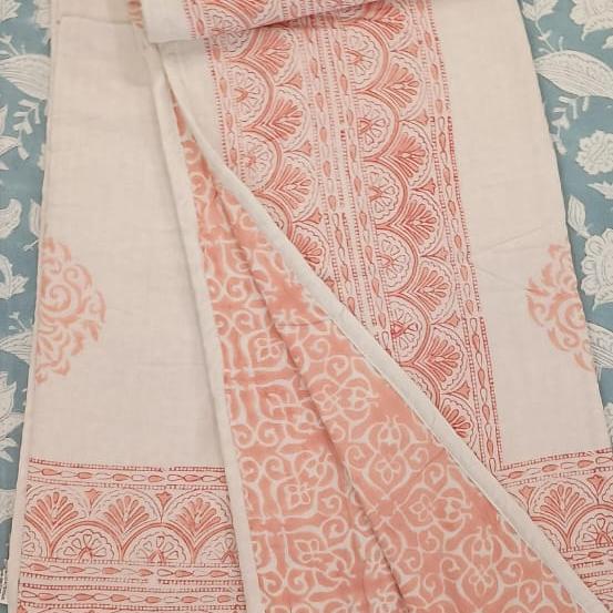 Premium Block Printed Dohar - Vintage Floral