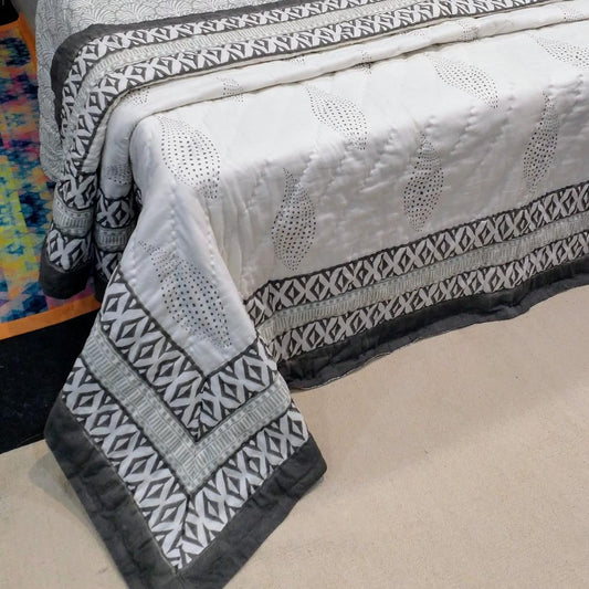 Premium Block Printed Dohar - Soft Pink Blossom