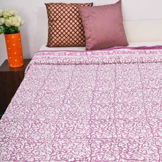 Premium Block Printed Dohar - White Heritage
