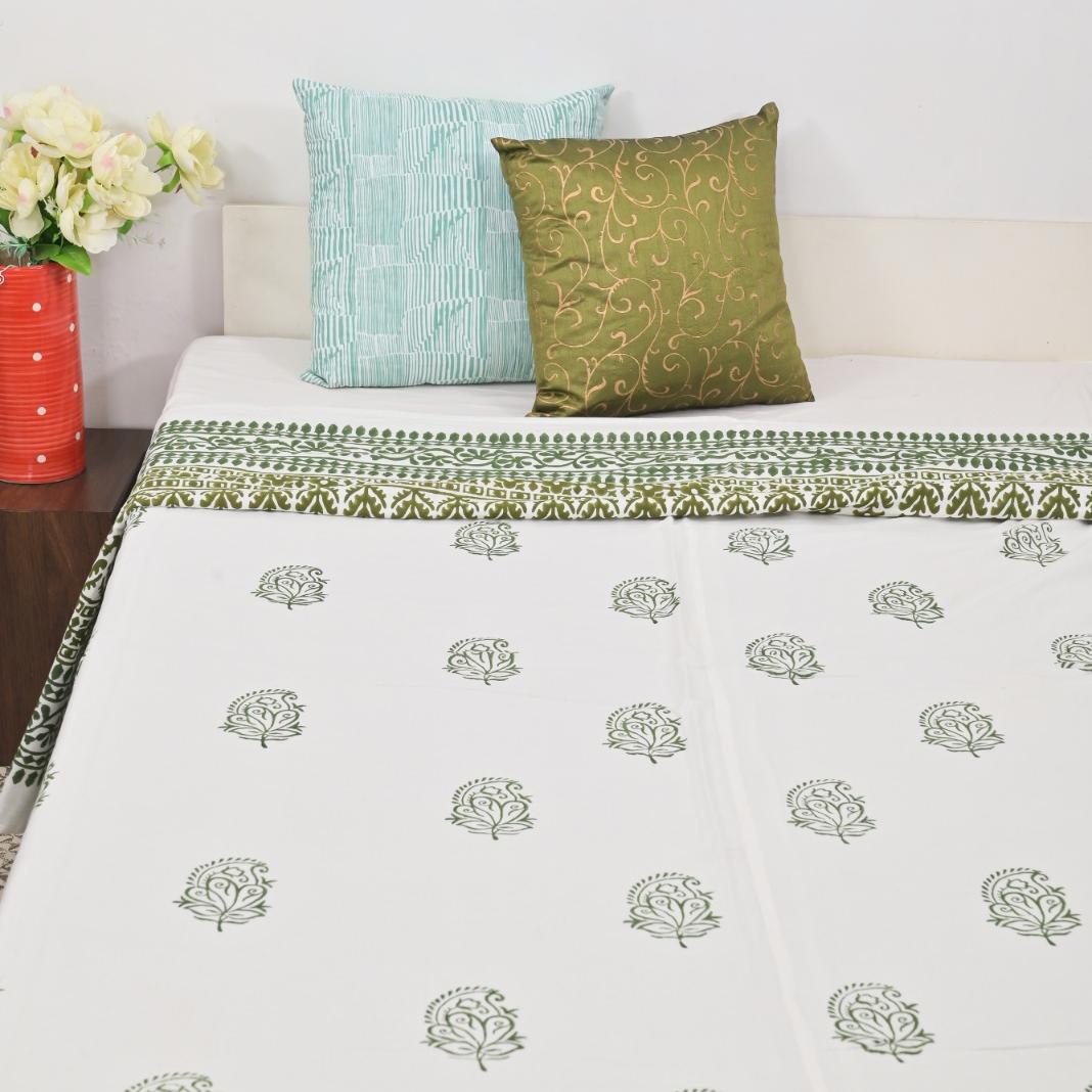 Premium Block Printed Dohar - Floral Bloom
