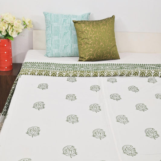 Premium Block Printed Dohar - Floral Bloom