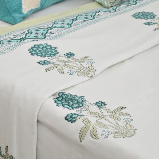 Premium Block Printed Dohar - Rose Garden