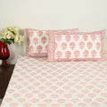 Premium Hand Block Printed Cotton Bedsheet Set - Cream Red