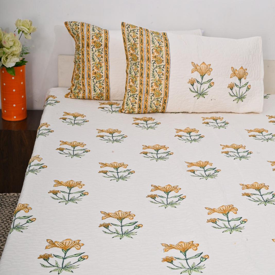 Quilted Bed Cover Set - Pink Blossom