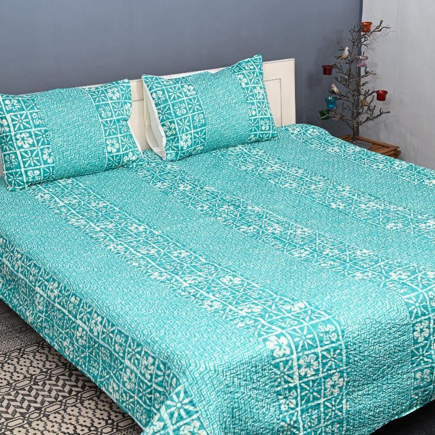 Quilted Bed Cover Set - Ivory Vine