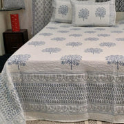 Quilted Bed Cover Set - Grey Floral