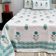 Quilted Bed Cover Set - Grey Bloom