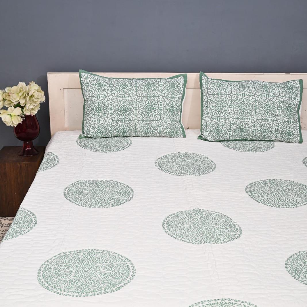 Quilted Bed Cover Set - White Traditional