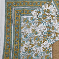 Luxury Premium Cotton Hand Block Printed Bedsheet Set - Blue Lotus