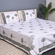 Luxury Premium Cotton Hand Block Printed Bedsheet Set - Mughal Floral