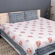 Luxury Premium Cotton Hand Block Printed Bedsheet Set - Vintage Bloom