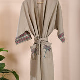Handblock Printed Cotton Waffle Bathrobe