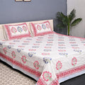 Thick Handloom Cotton Block Printed Bedcover Set - Green Vine