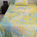 Premium Hand Block Printed Cotton Bedsheet Set -Yellow Blossom